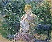 Berthe Morisot Pasie Sewing in the Garden at Bougival oil on canvas